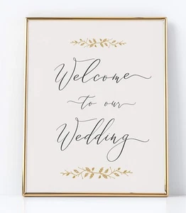 Welcome to Our Wedding Sign, Elegant Pearl Sign with Gold Accents, Profession... - Picture 1 of 2