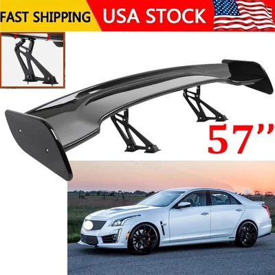 57" Rear Spoiler Wing For Cadillac CTS ATS Truck GT Style Glossy Black Foto 1 de 4
