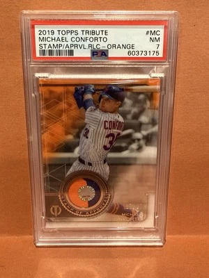 Sello de aprobación Topps Michael Conforto 2019 - naranja serie limitada 17/25 PSA7 Foto 1 de 2