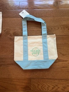 TRADER JOE'S Pastel Mini Canvas Tote Bag 2025 LIMITED EDITION NWT Blue - Picture 1 of 1