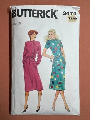 Butterick Pattern 3474 Misses' Dresses & Belt Cut Complete to Size 12 - Image 1 of 3