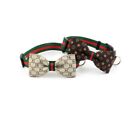 Dog Collar Cat Plaid Bow Tie Removable ~ Luxury Pet Classic Stripe Buckle S M