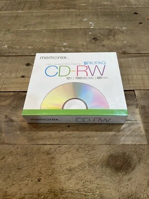New Memorex High Speed Blank CD-RW 5PK 12x 700MB/Mo 80 Min. Sealed Case +3 CD's - Image 1 of 4