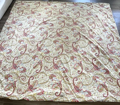 POTTERY BARN Paisley & Floral Prin Duvet Cover Ivory/Coral/Green/ Gray QUEEN - Image 1 of 4