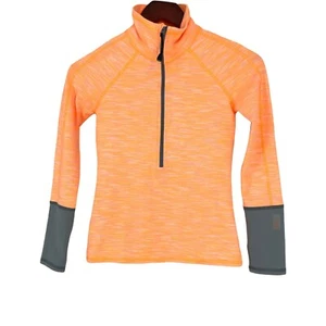 Zella Girl Sweatshirt Girl's Sz L(10/12) Orange Half Zip Raglan Sleeve Pullover - Picture 1 of 7