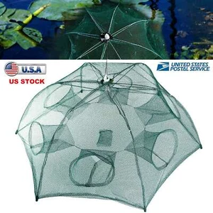 Foldable Fishing Bait Trap Crab Net 6 Holes Crawdad Shrimp Cast Dip Cage Fish US - Picture 1 of 12