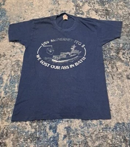 Vintage USS McInerney Shirt FFG 8 We Lost Our Ass In Bath Single Stitch Small - Picture 1 of 5