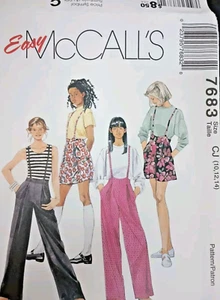 Pantalones con tirantes McCall's 7683 para niñas patrón de costura talla 10-14 sobre dañado - Imagen 1 de 5