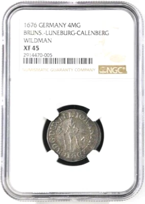1676 German States Brunswick Luneburg Calenberg 4 Mariengroschen NGC XF 45 - Image 1 of 2
