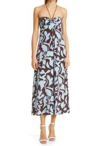 NEW, LA LIGNE Floral Halter Neck Silk Dress Size S #S5803 - Picture 1 of 11