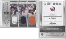 2011 Titanium Hat Tricks Memorabilia /199 Calvin de Haan Kyle Okposo Rookie RC