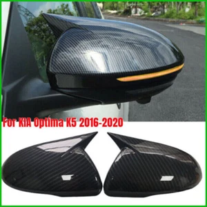 Carbon Fiber Ox Horn Rear View Mirror Cover Trim Cap For KIA K5 Optima 2016-2020 - Picture 1 of 6