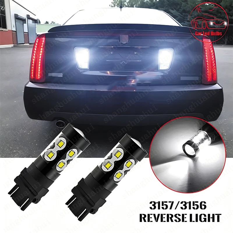 For Cadillac STS 2005-2011 2pcs 3157 LED Backup Reverse Light Bulbs 6000K White Foto 1 de 4