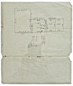 Antique Hand-Drawn Land Plot Survey Map W/ Measurements Historic Estate Planning - Picture 1 of 2