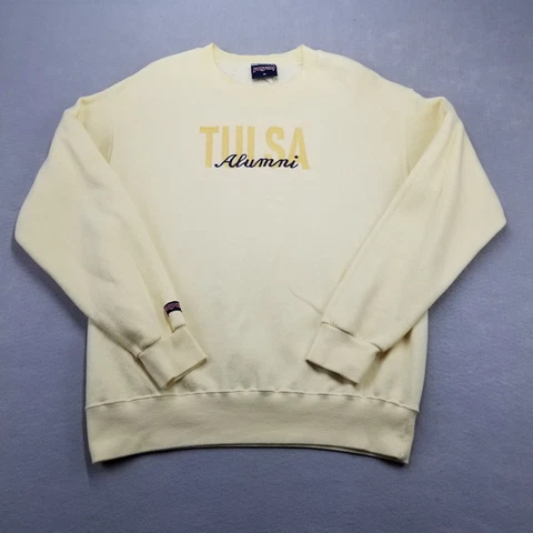 Vintage Tulsa Golden Hurricane Crew Neck Sweatshirt Mens M Yellow Jan Sport Cover
