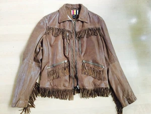 Diesel Vintage Leather Fringe Motorcycle Jacket Men Large - Picture 1 of 7