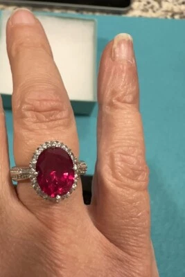 Anillo Piedra Simulada 925 Rojo Rubí Talla 5 Foto 1 de 4