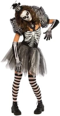 Bailando Esqueleto Calavera Huesos Vudú Día Muerto Vestido Elegante Halloween Adulto Disfraz Foto 1 de 2