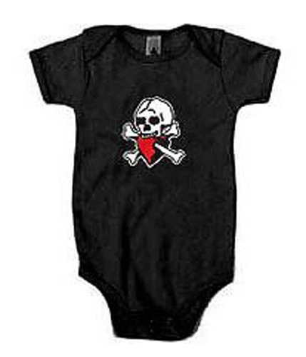 Bebé Pirata Calavera y Corazón Dormir Una Pieza Talla 3m-24m Negro y Rosa - ¡Yarrr! Foto 1 de 1