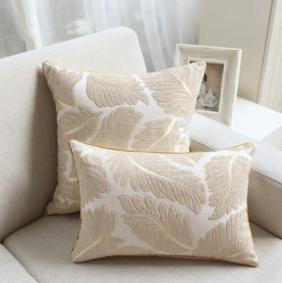 Modern Nordic Luxury Flocking Jacquard Leaves Cushion Pillowcase Cover Only - Image 1 of 4