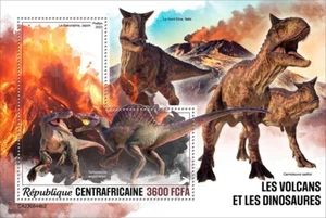 Volcanoes and Dinosaurs MNH Stamps 2023 Central African S/S - Picture 1 of 1