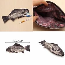 Pencil Pouch With Zipper Realistic Case Make Up Fish Bag Pen Pen Shape Office
