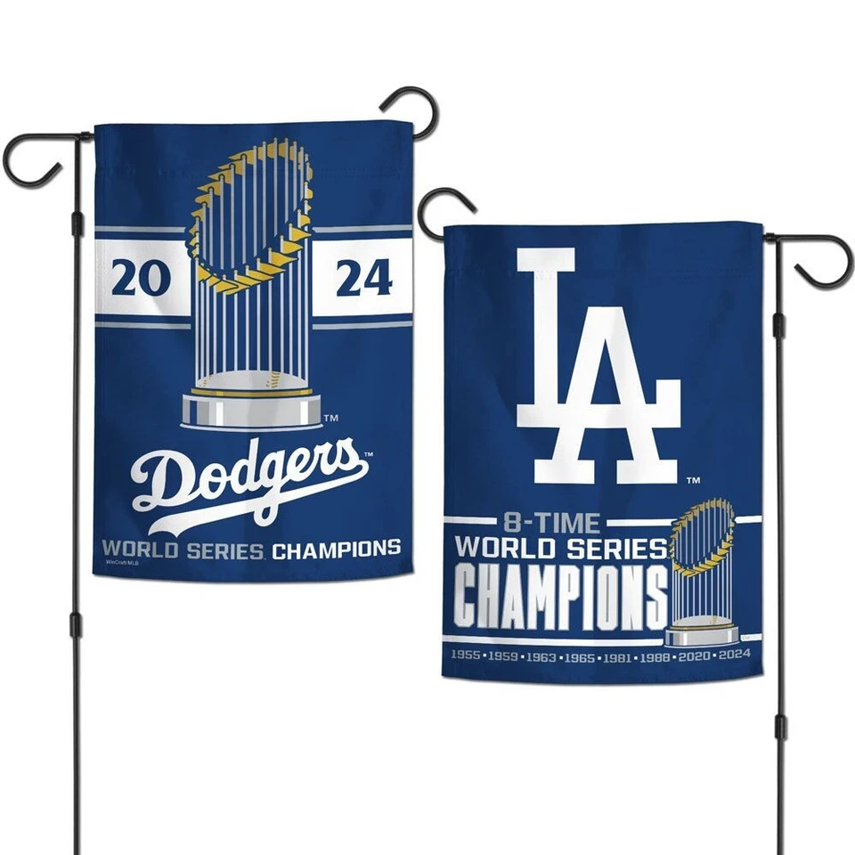 LOS ANGELES DODGERS 8X WORLD SERIES CHAMPS 12"X18" 2 LADOS BANDEIRA DE JARDIM WINCRAFT - Imagem 1 de 1
