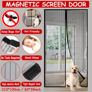 Magnetic Screen Door Mesh Curtain Durable Heavy Duty Mosquito Net Bug Hands Free - Picture 1 of 17