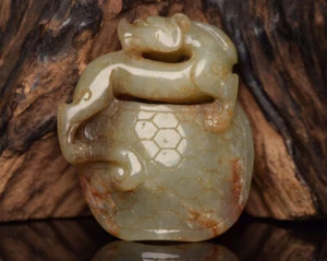 Certified Natural Hetian Jade Handcarved Exquisite Dragon turtle Statue 2884 - Picture 1 of 9
