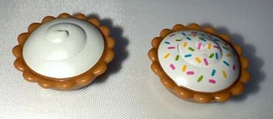 Lego Lebensmittel Kuchen weiß Creme Füllung hell hell dunkelrosa Streusel 2 Stck. Lot - Bild 1 von 4