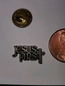 Jesus First - Cross - Christianity - Faith - Silver Tone - Vintage Pin - Small - Picture 1 of 4