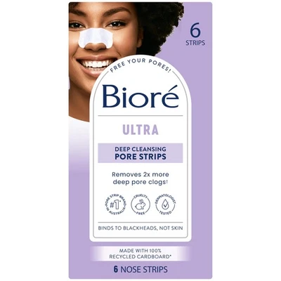 Biore Ultra Pore Strips with Glycerin,6 Count (Pack of 1),package may vary - Image 1 of 4