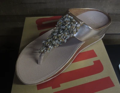 FitFlop Womens Rumba Beaded Toe-Post Thong Sandals - ROSE GOLD -  US SIZE 7 - Image 1 of 4