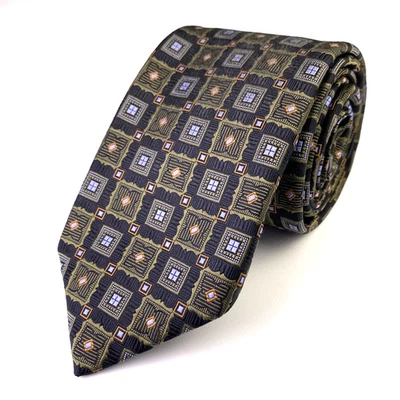 Corbata tejida jacquard Robert Talbott Best of Class verde negro seda L60” W3,25” Foto 1 de 4