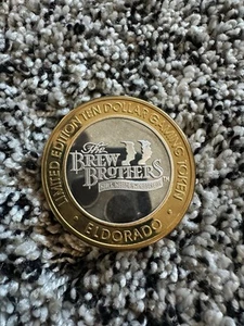 Eldorado casino Reno Nevada .999 silver strike 10 dollar gaming token Brews Bros - Picture 1 of 3