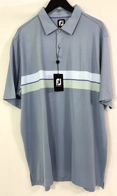 Camisa Polo de Golf FootJoy Doble Banda en el Pecho Rayas Piqué Para Hombre 2XL NUEVA Azul Tormenta Foto 1 de 2