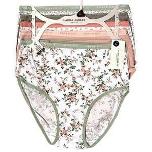 Laura Ashley Women's Brief Underwear Panties 5-Pair Size M Pink Green Floral - Picture 1 of 2