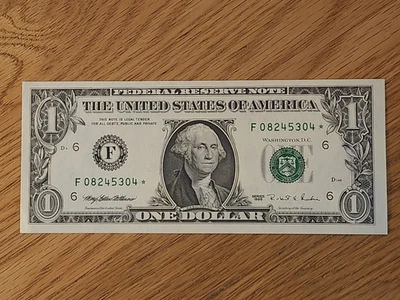 1995 $1 "STAR NOTE" ATLANTA UNC/GEM F08245304*   1 OF 3 Cons SERIAL NUMBERS - Image 1 of 4