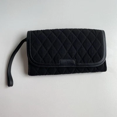 Vera Bradley Quilted Black Classic Medium Size Wallet w/Red Roses Wristlet - Image 1 of 4