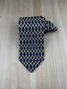 Brooks Brothers Machers Seidenkrawatte Designer geometrisches schwarz/goldfarbenes Design W3,5 x L58 - Bild 1 von 5