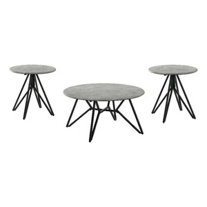 Coaster Hadi 3-Piece Round SmartTop Metal Coffee and End Table Set Cement Gray - Picture 1 of 11
