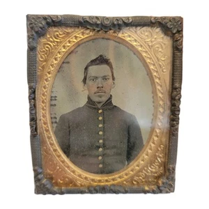 Antique Original Civil War Tintype Of A Union Soldier Photo Frame VERY NICE!!! - Picture 1 of 11