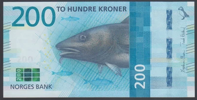 Norway 200 Kroner  2016  AU-UNC P. 55, Banknote, Uncirculated - Image 1 of 2