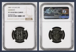 2001 S Clad Proof Vermont State Quarter - NGC PF 70 Ultra Cameo Guide $35 - Picture 1 of 1