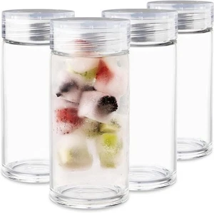 Glass Water Bottles Set - 4 Pack Jars with Crystal Clear Plastic Lids - Picture 1 of 9