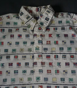 Camisa de Colección Reyn Spooner Para Hombres Grandes Banderas Náuticas Popover Botón Hawaii Años 90 - Imagen 1 de 10