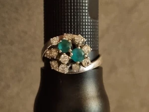 Brilliant Ring mit Brillanten 11 / Smaragde 2  Gold 585 - Bild 1 von 9