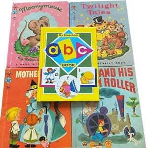 VTG Rand McNally elf book lot Moonymouse Twilight Tales Mother goose HB 50s - Foto 1 di 16