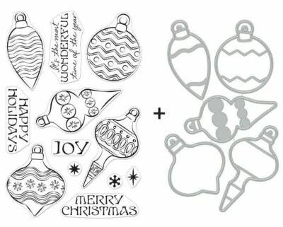 Hero Arts "ORNAMENTOS NAVIDEÑOS Estampillas transparentes Solo O Estampillas y Troqueles Paquete 2021 Foto 1 de 2