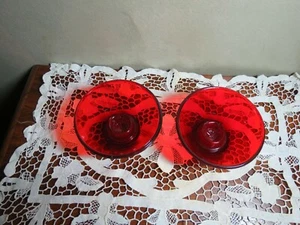 2 Anchor Hocking Ruby No 581 Candleholder reversible style - Picture 1 of 8